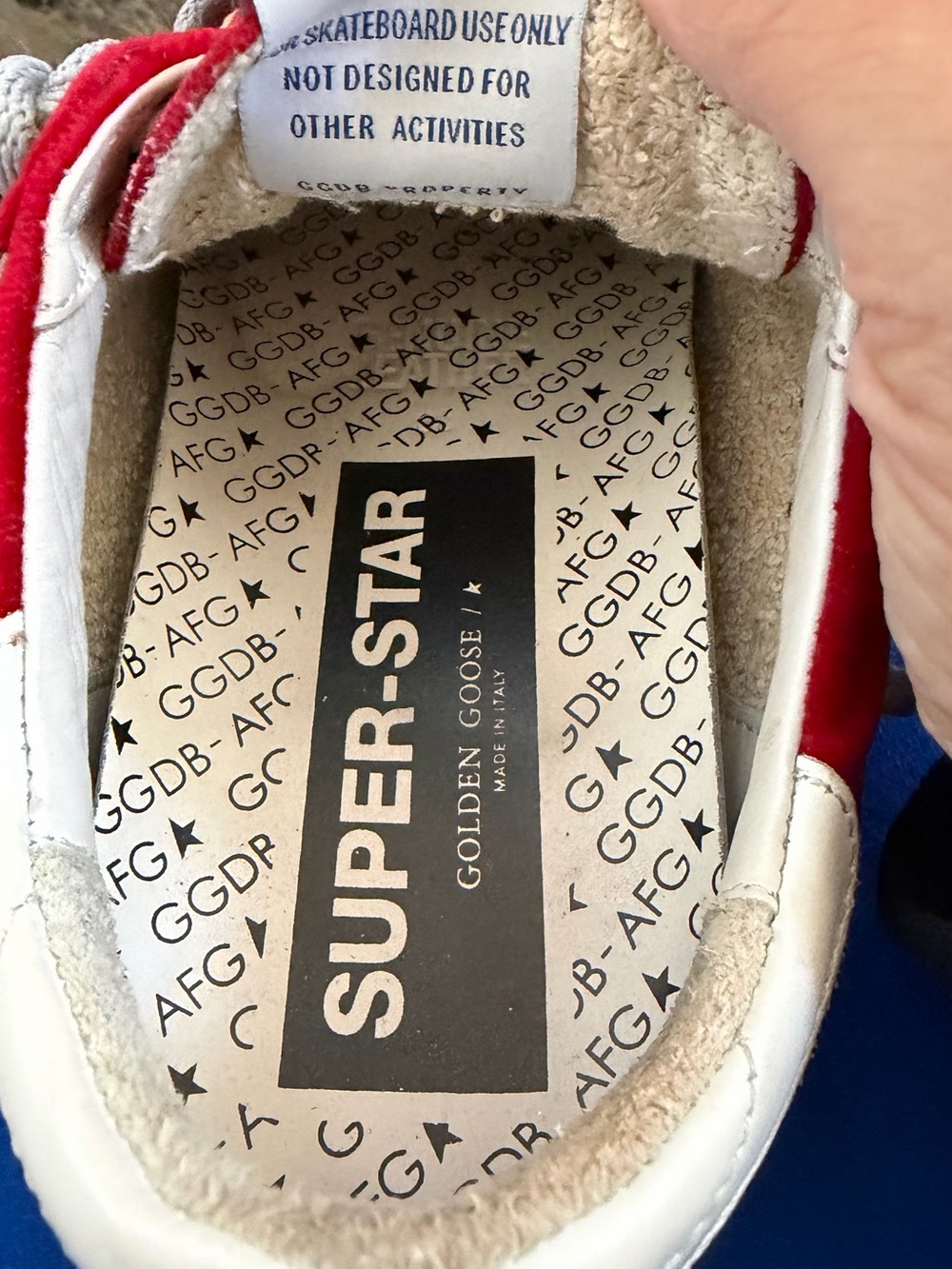 Golden Goose Red Velvet Sneakers with Silver Glitter Star - Picture 7 of 9